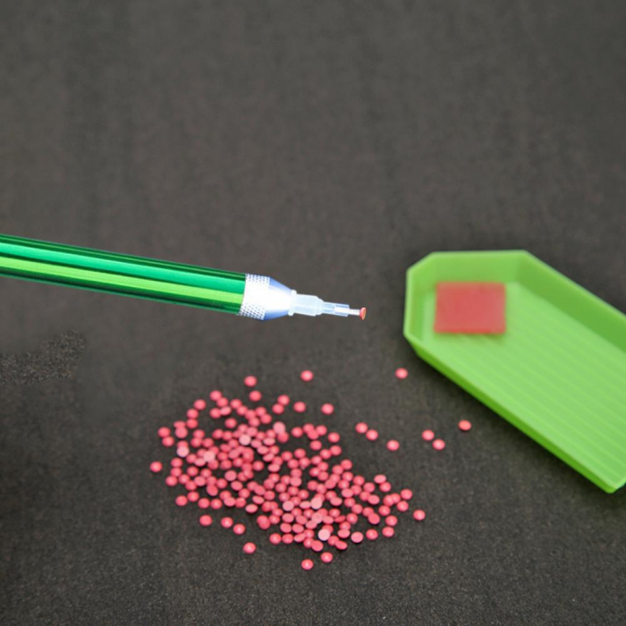 Stilou verde LED aplicare goblen cu diamante [2]