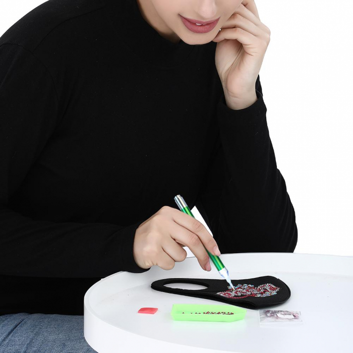 Stilou verde LED aplicare goblen cu diamante [4]