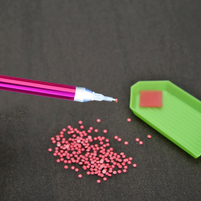 Stilou roz LED aplicare goblen cu diamante [2]