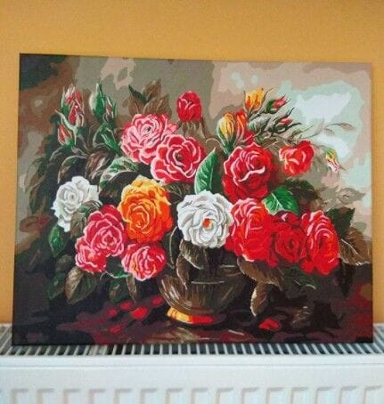 Set pictura pe numere, cu sasiu, Buchet luxuriant de trandafiri, 40x50 cm [3]