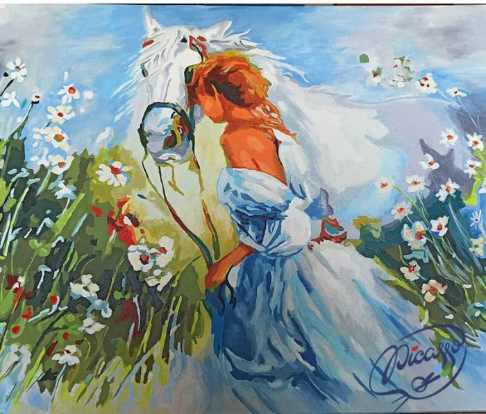 Set pictura pe numere, cu sasiu, Vis alb - Willem Haenraet, 40x50 cm [2]