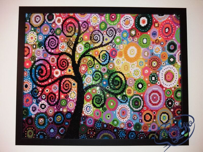 Set goblen cu diamante, cu sasiu, Copac cu bani, 40x50 cm [2]