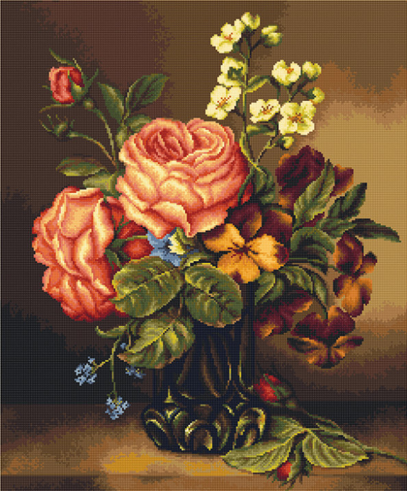Set goblen, Vaza cu trandafiri si flori, 24x29cm [1]