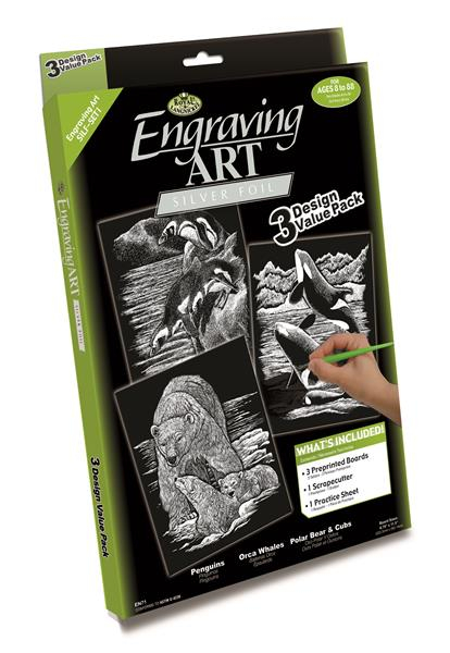 Set 3 gravuri folie argintie, Animale arctice, A4 [2]