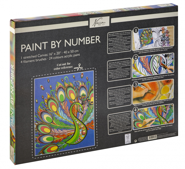 Set pictura pe numere, cu sasiu, Paun, 40x50 cm [6]