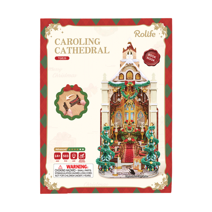 Book nook, Cotor de carte DIY, Catedrala de Craciun, 503 piese [2]