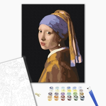 Set pictura pe numere, cu sasiu, Fata cu cercel de perla - Vermeer, 40x50 [2]
