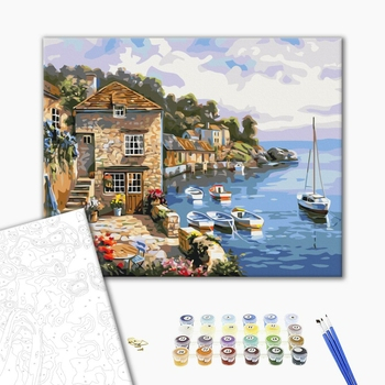Set pictura pe numere, cu sasiu, Barci pe mare, 40x50 cm [2]