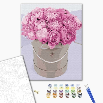 Set pictura pe numere, cu sasiu, Bujori pentru iubita, 40x50 cm [2]