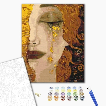 Set pictura pe numere, cu sasiu, Lacrimi aurii - Gustav Klimt, 40x50 cm [2]