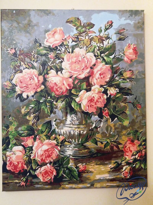 Set pictura pe numere, cu sasiu, Buchet de trandafiri, 40x50 cm [2]