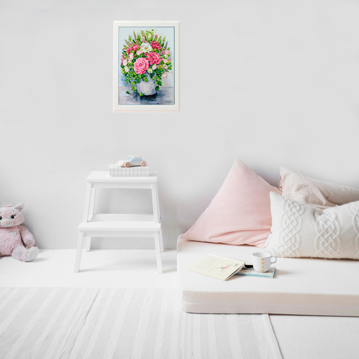 Set goblen cu diamante, cu sasiu, Bujori [2]