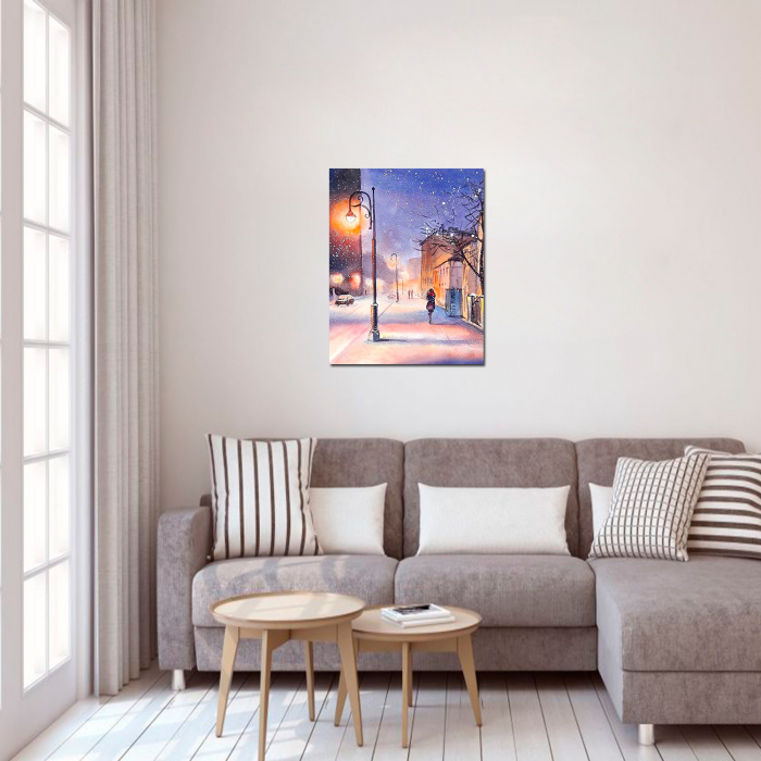 Set goblen cu diamante, cu sasiu, Seara de iarna [5]