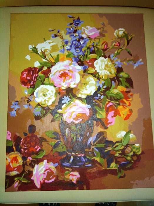Set pictura pe numere, cu sasiu, Trandafiri si bujori, 40x50 cm [2]