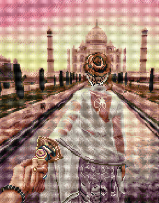 Set goblen cu diamante, cu sasiu, Urmeaza-ma la Taj Mahal, 40x50 cm [1]