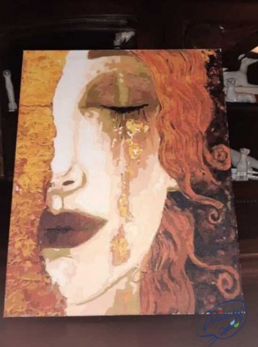 Set pictura pe numere, cu sasiu, Lacrimi aurii - Klimt, 40x50 cm [3]