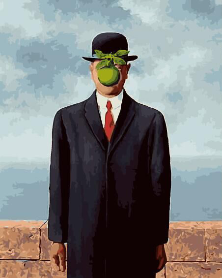 Set pictura pe numere, cu sasiu, Fiul omului - Rene Magritte, 40x50 cm [1]