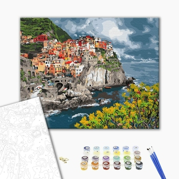 Set pictura pe numere, cu sasiu, Oras la mare, 40x50 cm [2]