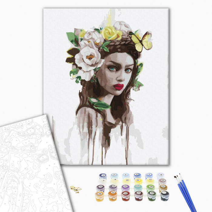 Set pictura pe numere, cu sasiu, Nimfa florilor, 40x50 cm [2]