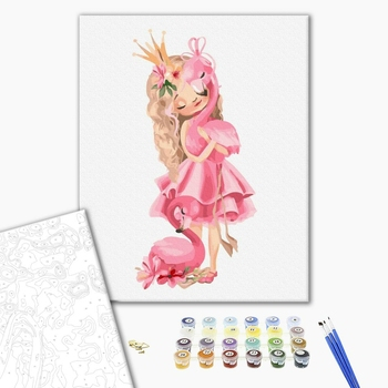Set pictura pe numere, cu sasiu, Printesa flamingo, 40x50 cm [2]