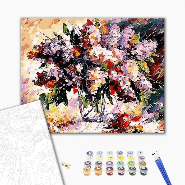 Set pictura pe numere, cu sasiu, Buchet de liliac, 40x50 cm [2]