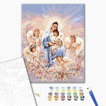 Set pictura pe numere, cu sasiu, Fecioara cu ingeri, 40x50 cm [2]