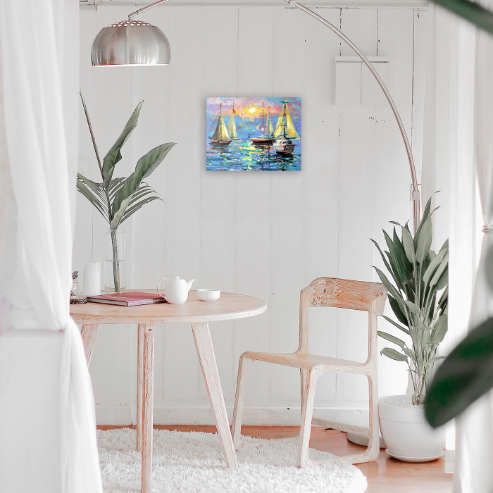 Goblen cu diamante, cu sasiu, Port linistit, 40x50 cm [5]