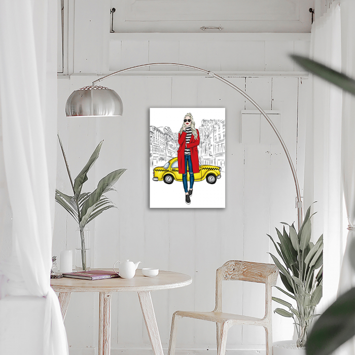 Set goblen cu diamante, cu sasiu, Fata si taxiul, 40x50 cm [6]