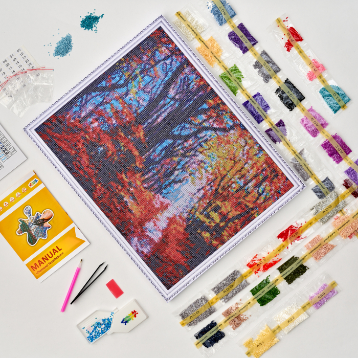 Goblen cu diamante, Drum in padure, toamna, 40x50 cm [2]