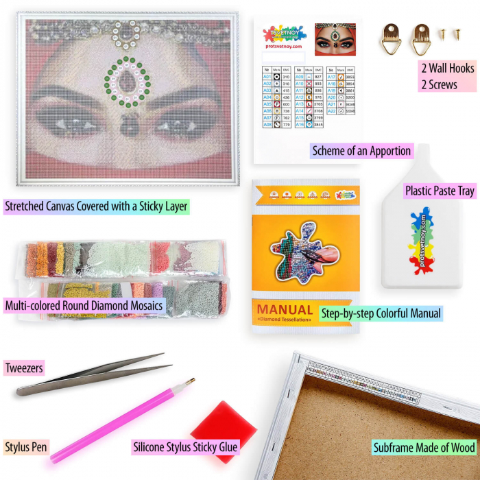 Set goblen cu diamante, cu sasiu, Ochii orientului, 40x50 cm [3]