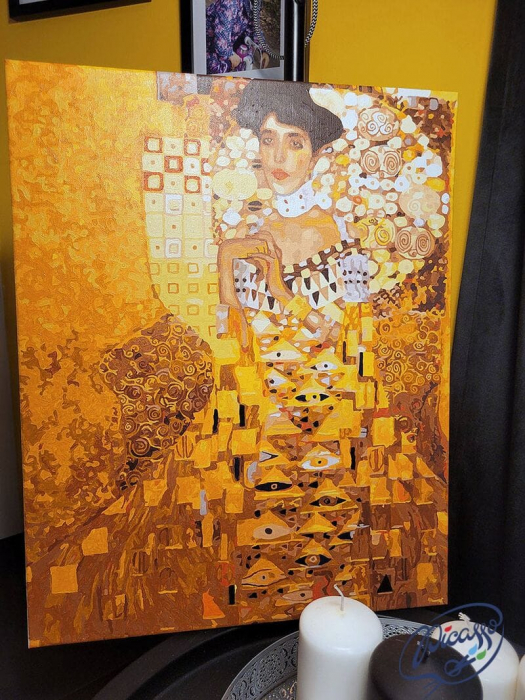 Set pictura pe numere, cu sasiu, Femeia in aur - Klimt, 40x50 cm [2]