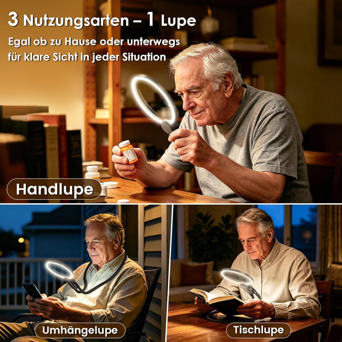 Lupa LED x5, cu 3 modalitati de utilizare, 3 intensitati de lumina, reincarcabila [5]