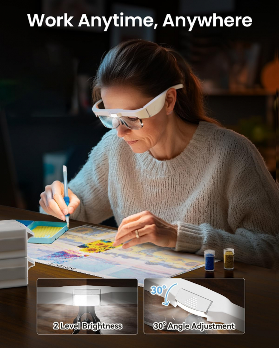 Lupa tip ochelari, din plastic, cu LED, reincarcabila, 5 lentile [3]
