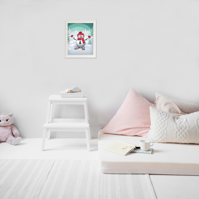 Set pictura pe numere, cu sasiu, Om de zapada schior, 20x30 cm [4]