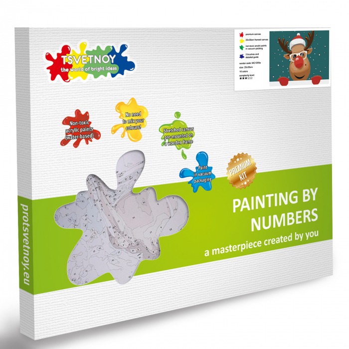 Set pictura pe numere, cu sasiu, Rudolph, 20x30 cm [5]