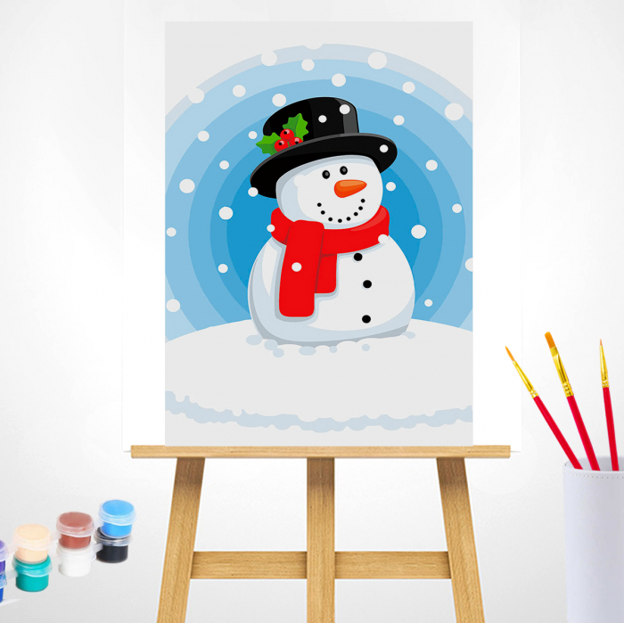 Set pictura pe numere, cu sasiu, Om de zapada, 20x30 cm [2]