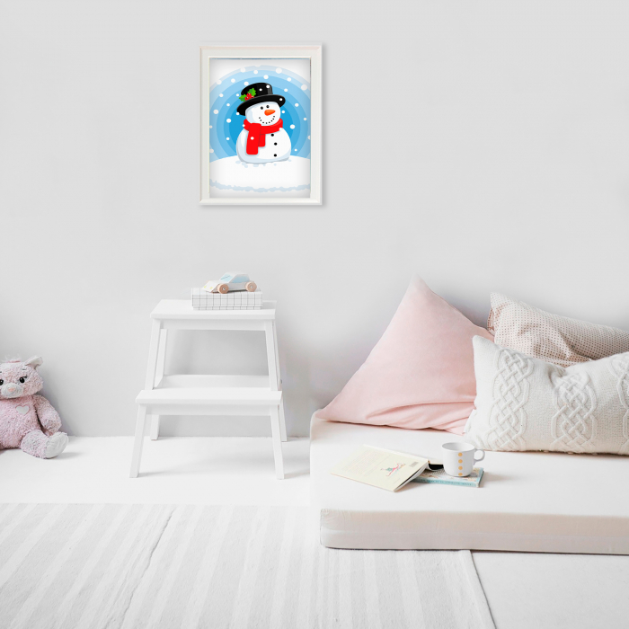 Set pictura pe numere, cu sasiu, Om de zapada, 20x30 cm [4]