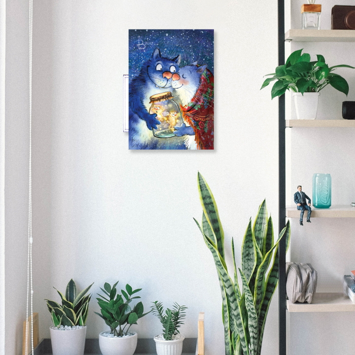 Set pictura pe numere, cu sasiu, Pisici - Dragoste cu Licurici 30x40 cm [4]