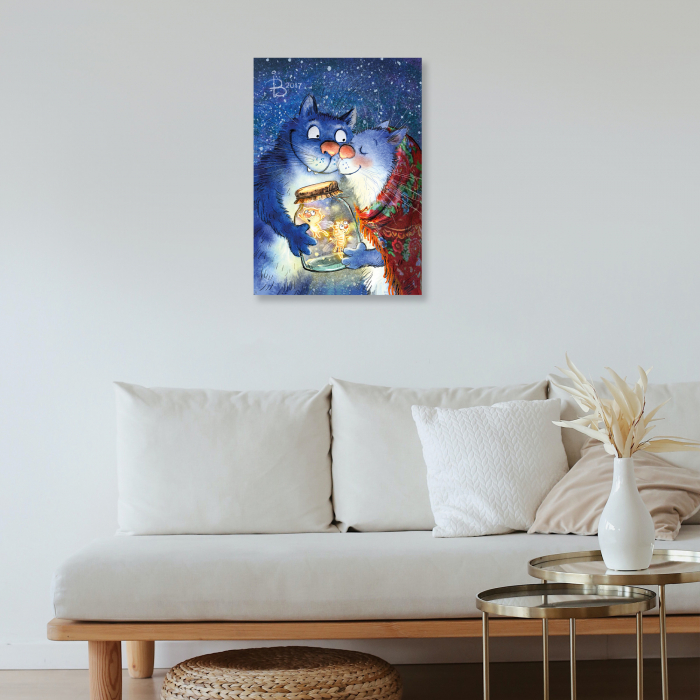 Set pictura pe numere, cu sasiu, Pisici - Dragoste cu Licurici 30x40 cm [5]