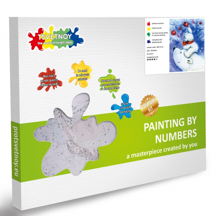 Set goblen pictura pe numere, cu sasiu, Familie de ursi polari, 30x40 cm [4]