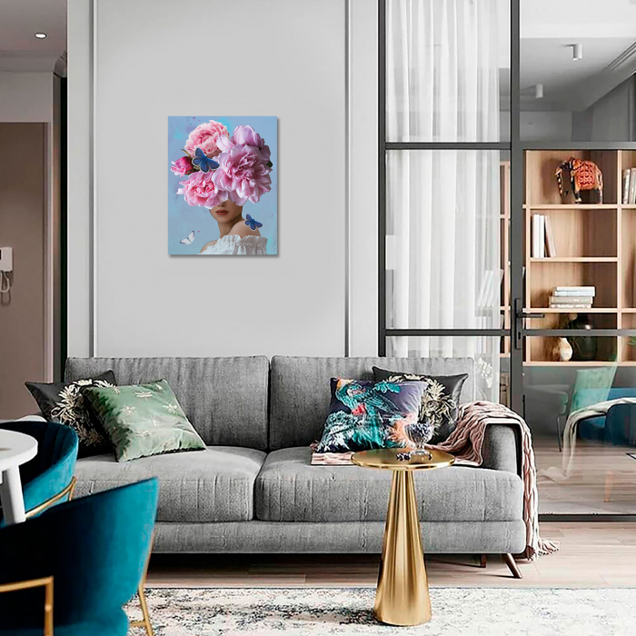 Set pictura pe numere, cu sasiu, Vis floral roz, 40x50 cm [3]