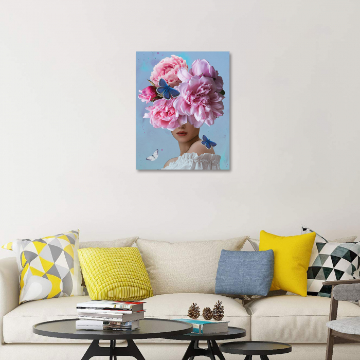 Set pictura pe numere, cu sasiu, Vis floral roz, 40x50 cm [4]