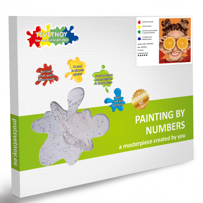 Set pictura pe numere, cu sasiu, Portocaliu, 40x50 cm [5]