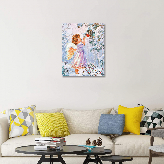 Set pictura pe numere, cu sasiu, Inger de Craciun, 40x50 cm [3]