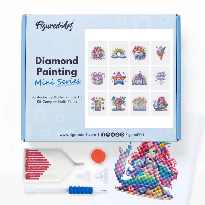 Mini set 12 goblenuri cu diamante, fara sasiu, Fantezie, 18x15 cm [2]