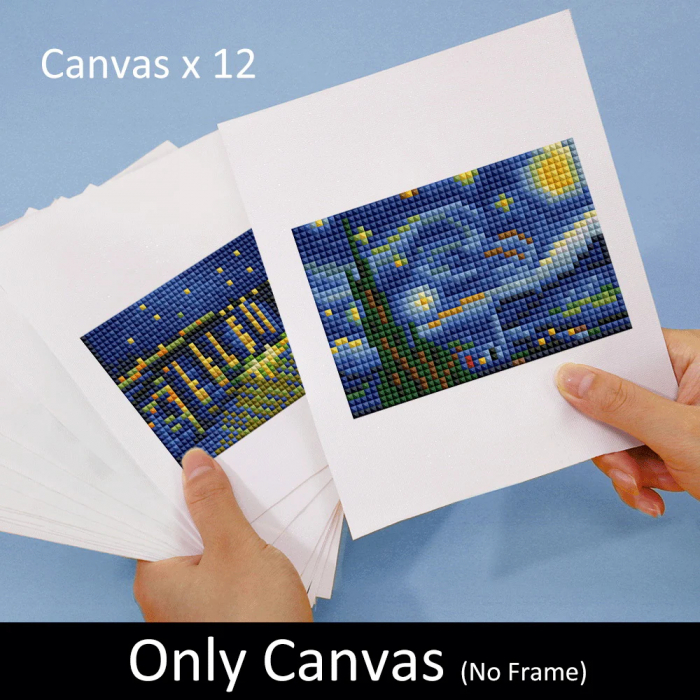 Mini set 12 goblenuri cu diamante, fara sasiu, Opere celebre, 18x15 cm [12]