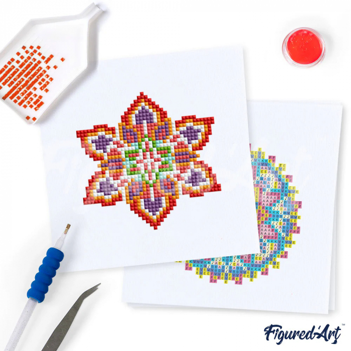 Mini set 12 goblenuri cu diamante, fara sasiu, Mandale 2, 18x15 cm [4]