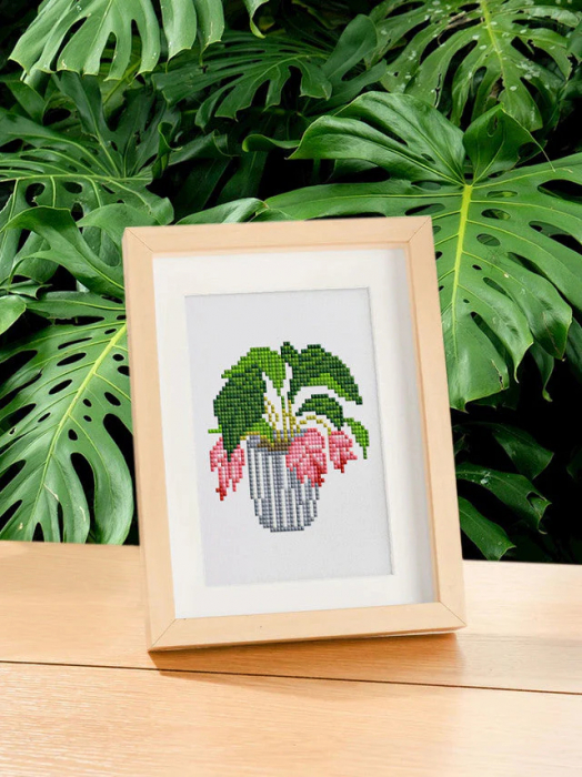 Mini set 12 goblenuri cu diamante, fara sasiu, Plante 2, 18x15 cm [9]