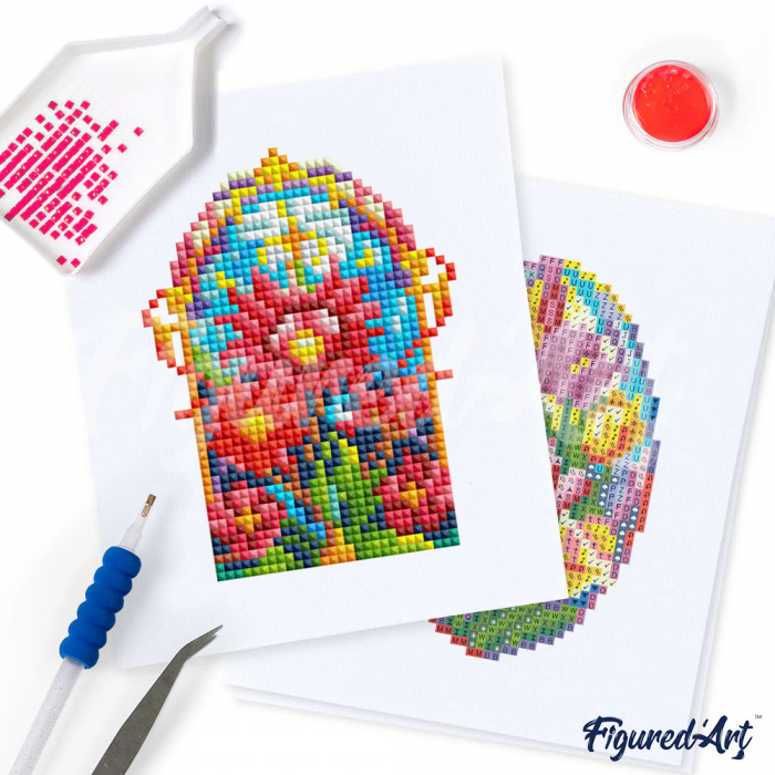 Mini set 12 goblenuri cu diamante, fara sasiu, Vitralii, 18x15 cm [2]