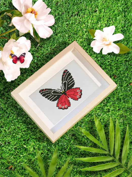 Mini set 12 goblenuri cu diamante, fara sasiu, Fluturi 2, 18x15 cm [13]